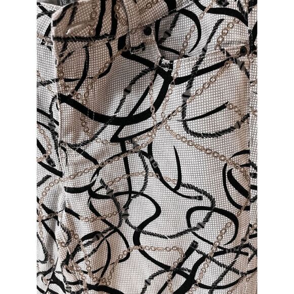 Bisou Bisou Womens Mid Rise Skinny Leg Jeans White Chain Print Sz 8 - Picture 9 of 9